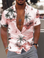billige Hawaiiskjorter-Herre Skjorte Hawaii skjorte Kokos palme Aloha Aftæpning Lys Lyserød Sort / Hvid Hvid Lysegrøn Navyblå Trykt mønster udendørs Gade Kortærmet Trykt mønster Knap ned Tøj Mode Hawaiiansk Designer