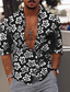 cheap Men&#039;s Printed Shirts-Men&#039;s Shirt Floral Collar Black / White Blue Dark Green Outdoor Street Long Sleeve Button-Down Print Clothing Apparel Fashion Designer Casual Breathable