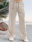 cheap Casual Pants-Men&#039;s Linen Pants Trousers Casual Pants Pocket Drawstring Straight Leg Plain Comfort Soft Daily Holiday Streetwear Linen / Cotton Blend Streetwear Stylish Beige Micro-elastic