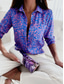 cheap Boho Tops-Women&#039;s Shirt Boho Shirt Blouse Vintage Streetwear Casual Floral Striped Letter Buttons Pocket Print Long Sleeve Regular Tops Shirt Collar Black White Blue Purple Fuchsia Spring Fall