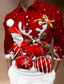 voordelige Grafische polo-Voor heren POLO Shirt Golfshirt Kerstman Eland Sneeuwvlok  Strijkijzer Rood 3D-afdrukken Kerstmis Straat Korte Mouw Vetoketju Afdrukken Kleding Modieus Ontwerper Casual Ademend / Zomer / Lente