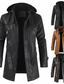 cheap Men’s Furs &amp; Leathers-Men&#039;s Faux Leather Jacket Daily Wear Work Winter Long Coat Regular Fit Warm Casual Casual Daily Jacket Long Sleeve Pure Color With Belt Brown Coffee Black