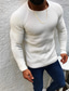 cheap Men&#039;s Pullover Sweater-Men&#039;s Pullover Sweater Waffle Knit Cropped Knitted Solid Color Crew Neck Basic Stylish Outdoor Daily Fall Winter White M L XL / Cotton / Long Sleeve