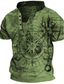 Χαμηλού Κόστους ανδρικά πουκάμισα henley-Ανδρικά Μπλουζάκι Πουκάμισο Henley Υψηλής Ποιότητας Δεκαετία του 1950 Μοντέρνα Καλοκαίρι Κοντομάνικο Γκρίζο Βαθυγάλαζο Πράσινο Χακί Γραφική Μηχανή Στάμπα Χένλι Causal Καθημερινά Κουμπί-Κάτω Στάμπα