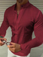 お買い得  メンズカジュアルシャツ-男性用 シャツ 純色 スタンドカラー ブラック ホワイト ピンク ワイン ネイビーブルー 3Dプリント アウトドア ストリート 長袖 ボタンダウン 衣類 ファッション デザイナー カジュアル 高通気性