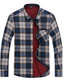billige Tykke skjorter-Herre Flanell skjorte Skjorte jakke Skjorte Gitter Klassisk krave Blå Afslappet Daglig Langærmet Tøj Forretning Afslappet