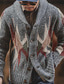 ieftine pulover cardigan pentru bărbați-Bărbați Pulover Cardigan Croșetat Tricotat Floral Dungi În V De Bază Casual În aer liber Casă Îmbrăcăminte Primăvară Toamnă Gri Închis Maro Deschis M L XL / Iarnă / Manșon Lung / Deschis frontal
