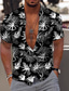 Недорогие Гавайские рубашки-Муж. Рубашка Летняя рубашка Гавайская рубашка Графика Гавайский Алоха Листья Дизайн Отложной Черный / Белый Черный Лиловый Зеленый Светло-серый С принтом на открытом воздухе Для улицы