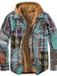 Χαμηλού Κόστους Ανδρικά Πουπουλένια Downs &amp; Παρκά Μπουφάν-Ανδρικά Χειμωνιάτικα μπουφάν Μπουφάν Puffer Χειμερινό παλτό Ενισχυμένο Μπουφάν με κουκούλα Ζεστό Causal Καρό / Τετραγωνισμένο Εξωτερικά ενδύματα Ρούχα Μαύρο Θαλασσί Πράσινο Ανοικτό / Χειμώνας