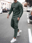 cheap Men&#039;s Tracksuits-Men&#039;s Tracksuit Sweatsuit Green Black Pink khaki Grey Crew Neck Solid Color Sports &amp; Outdoor Casual Clothing Apparel Hoodies Sweatshirts
