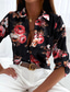 cheap Boho Tops-Women&#039;s Shirt Boho Shirt Blouse Vintage Streetwear Casual Floral Striped Letter Buttons Pocket Print Long Sleeve Regular Tops Shirt Collar Black White Blue Purple Fuchsia Spring Fall