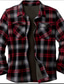cheap Flannel Shirts-Men&#039;s Flannel Shirt Check Turndown Wine Long Sleeve Print Street Daily Button-Down Tops Fashion Casual Comfortable