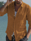 tanie męskie koszule casual-Męskie Koszula lniana koszula Letnia koszula Koszula plażowa Czarny Biały Rumiany róż Długi rękaw Jednokolorowe Kołnierz Wiosna i lato Codzienny Hawajskie Odzież Przycisk w dół