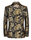 abordables americanas y chaquetas-Hombre Moda Clásico chaqueta Regular Estándar Floral Recto 1 botón Plateado Dorado 2023