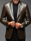 cheap Men’s Furs &amp; Leathers-Men&#039;s Faux Leather Jacket Biker Jacket Daily Wear Work Winter Long Coat Regular Fit Warm Casual Casual Daily Jacket Long Sleeve Pure Color With Belt Light Brown Coffee Black