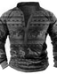 cheap Graphic Sweatshirts-Men&#039;s Sweatshirt Pullover Basic Vintage Designer Graphic Animal Tribal Navy-blue Brown Gray Print Plus Size Henley Collar Sports &amp; Outdoor Casual Daily Long Sleeve Clothing Clothes Regular Fit