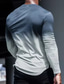 Χαμηλού Κόστους Ανδρικά μπλουζάκια casual-Ανδρικά Μπλουζάκι Cool πουκάμισο Βαθμίδα Στρογγυλή Ψηλή Λαιμόκοψη Στάμπα Δρόμος Αργίες Μακρυμάνικο Ρούχα Απλός Καθημερινό Άνετο