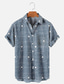 tanie Męskie koszule z nadrukiem-Męskie Koszula Letnia koszula Koszula z grafiką Geometria Wieczorne Niebieski Druk 3D Na zewnątrz Ulica Krótkie rękawy Przycisk w dół Nadruk Odzież Designerskie Codzienny Oddychający