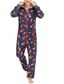 cheap Pajamas-Men&#039;s Loungewear Jumpsuits Sleepwear One Piece Pajama 1 PCS Graphic Prints Fashion Comfort Soft Home Christmas Bed Polyester Warm V Wire Basic Fall Spring Black Blue