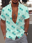 billiga Tropiska skjortor-Herr Skjorta Hawaii skjorta Grafisk Kokosnötsträd Hawaiisk Aloha Design Nedvikt Vit Rodnande Rosa Rubinrött Blå Grön Tryck Utomhus Gata Kortärmad Button-Down Mönster Kläder Mode Designer Ledigt
