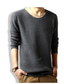 cheap Men&#039;s Pullover Sweater-Men&#039;s Pullover Sweater Waffle Knit Cropped Knitted Solid Color Crew Neck Basic Stylish Outdoor Daily Fall Winter Black Light gray M L XL / Cotton / Long Sleeve
