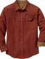 tanie Koszule casualowe-Męskie Koszula flanelowa Jednokolorowe Wieczorne Czerwonobrązowy Szary Ulica Codzienny Długi rękaw Przycisk w dół Odzież Moda Codzienny Wygodny