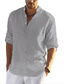 baratos camisas de linho masculinas-camisa masculina 100% algodão sem impressão, tops de manga comprida elegante diariamente