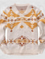Недорогие мужской пуловер-свитер-Муж. Свитер с запахом Джемпер Вязаные Вязать Цветочный В полоску Цветочный принт V-образный вырез На каждый день Мягкий на открытом воздухе Повседневные Весна Лето Абрикосовый M L XL / Зима
