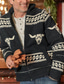 ieftine pulover cardigan pentru bărbați-Bărbați Pulover Cardigan Săritor Croșetat Tricotat Floral Dungi Guler de stand De Bază Casual În aer liber Casă Primăvară Vară Negru M L XL / Iarnă / Manșon Lung