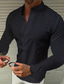 voordelige casual herenoverhemden-Voor heren Overhemd Effen Kleur Opstaande boord Zwart Wit Blozend Roze Wijn Marineblauw 3D-afdrukken Buiten Straat Lange mouw Button-omlaag Kleding Modieus Ontwerper Casual Ademend