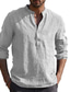 お買い得  メンズカジュアルシャツ-メンズ　カジュアル　vネック　 ボタンダウンシャツ　長袖　ヒッピー　シャツ　バンド　カラーヘンリー　トップス　ボタン付き　全7色　サイズ選択可