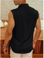 cheap Men&#039;s Casual Shirts-Men&#039;s Shirt Solid Color Stand Collar Street Casual Button-Down Sleeveless Tops Casual Fashion Breathable Comfortable White Black Gray