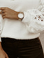 ieftine Modele grafice și detalii-Pentru femei Pulover pulover Casual Culoare solidă Floral Croșetat Stil Nautic Broderie Manșon Lung Decupată Tricotat Zilnic Concediu Alb Toamnă Iarnă