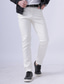billige afslappede bukser-Herre Skinny Bukser Bukser i imiteret læder Casual bukser Lomme Helfarve Komfort Åndbart Afslappet Daglig Streetwear PU Sport Mode Sort Hvid Mikroelastisk