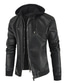 cheap Men’s Furs &amp; Leathers-Men&#039;s Faux Leather Jacket Biker Jacket Daily Wear Work Winter Long Coat Regular Fit Warm Casual Casual Daily Jacket Long Sleeve Pure Color With Belt Black
