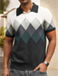 cheap Knit Polo Sweater-Men&#039;s Polo Sweater Knit Polo Striped Golf Shirt Black White Black Gray White gray Green White Short Sleeve Outdoor Street Knit Button-Down Tops Fashion Casual Breathable Comfortable