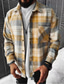 cheap Flannel Shirts-Men&#039;s Shirt Flannel Shirt Overshirt Lattice Turndown Black-White White gray Black+Red+Dark Grey Yellow Light Brown Outdoor Street Long Sleeve Clothing Apparel Fashion Casual Comfortable
