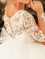 abordables Vestidos de dama de honor-Vestido de Baile Largo Flores Niña Vestido de Primera Comunión Niñas Bonito Vestido de Prom Satén con Encaje Mini Novia Ajuste Congelado 3-16 Años vestido para impresionar 2025