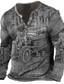 abordables Tee shirts 3D pour homme-Homme T shirt Tee Chemise Henley Shirt Tee Graphic Automatique Henley Vert Bleu Violet Marron Gris 3D effet Grande Taille Extérieur du quotidien manche longue Bouton bas Imprimer Vêtement Tenue