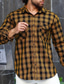 billiga fritidsskjortor för män-Herr Skjorta Flanellskjorta Skjorta jacka Rutig Nedvikt Gul Blå Grön Tryck Gata Dagligen Långärmad Button-Down Kläder Ledigt Bekväm Ficka