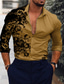 Недорогие Рубашка мужская с принтом-Муж. Рубашка Графическая рубашка Цветочный принт Отложной Черный Красный Синий Коричневый Зеленый 3D печать Повседневные Праздники Длинный рукав 3D печать Кнопка вниз Одежда