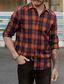 Недорогие мужские повседневные рубашки-мужская рубашка клетчатая рубашка с отложным воротником оранжевый черный улица повседневная одежда с длинным рукавом на пуговицах одежда базовая мода повседневная удобная