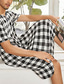 ieftine Halate-Bărbați Pijamale loungewear Camasa de noapte Cămașă de somn 1 piesă Grilă / carouri Modă Confortabili Moale Casă Pat Poliester Respirabil Decolteu în V Manșon scurt De Bază Toamnă Primăvară Negru