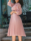 cheap Party Dresses-Women&#039;s Party Dress Sheath Dress Church Dress Knee Length Dress Black White Pink Long Sleeve Pure Color Pleated Summer Spring Crew Neck Fashion Winter Dress Fall Dress 2023 S M L XL XXL 3XL 3XL