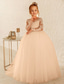 abordables Vestidos de dama de honor-Vestido de Baile Largo Flores Niña Vestido de Primera Comunión Niñas Bonito Vestido de Prom Satén con Encaje Mini Novia Ajuste Congelado 3-16 Años vestido para impresionar 2025