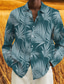 abordables Camisas estampadas para hombre-Hombre Camisa Camisa gráfica Hojas Cuello Vuelto Negro Azul Piscina Marrón Impresión 3D Exterior Calle Manga Larga Abotonar Estampado Ropa Moda Design Casual Transpirable