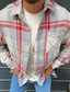 billiga Tjocka skjortor-Herr Skjorta Flanellskjorta Skjorta jacka Pläd / Rutig Nedvikt Mörkgrå+röd Purpur Gata Dagligen Långärmad Button-Down Kläder Grundläggande Mode Ledigt Bekväm