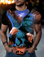 preiswerte T-Shirts für Herren mit 3D-Druck-Eagle Casual Herren 3D Shirt | Schwarz Sommer Baumwolle | Und Wölfe Herren Tier Rundhalsausschnitt Kurzarm Street Print Tops Sportbekleidung Mode Bequem Blau