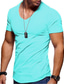 baratos Camisetas masculinas casuais-T-shirt com decote em V masculino - camisas curtas de cor sólida para homens manga curta slim fitness treino atlético business casual básico camisas altas grandes preto cinza exército verde