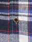 billiga Vardagsskjortor-herrskjorta rutig krage casual dagliga långärmade toppar casual blå/svart svart + vit röd+marinblå